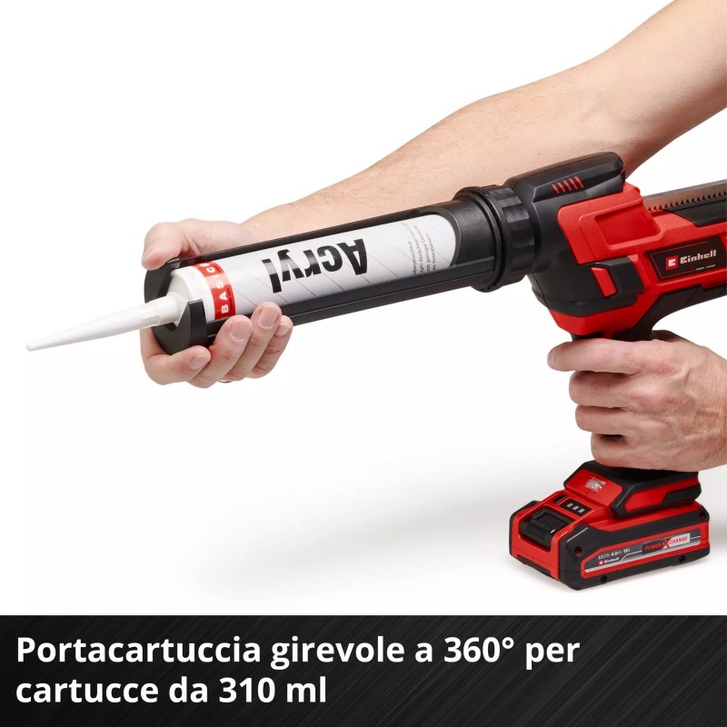 EINHELL PISTOLA PER SILICONE A CARTUCCIA A BATTERIA TE-SG 18/10 Li-Solo