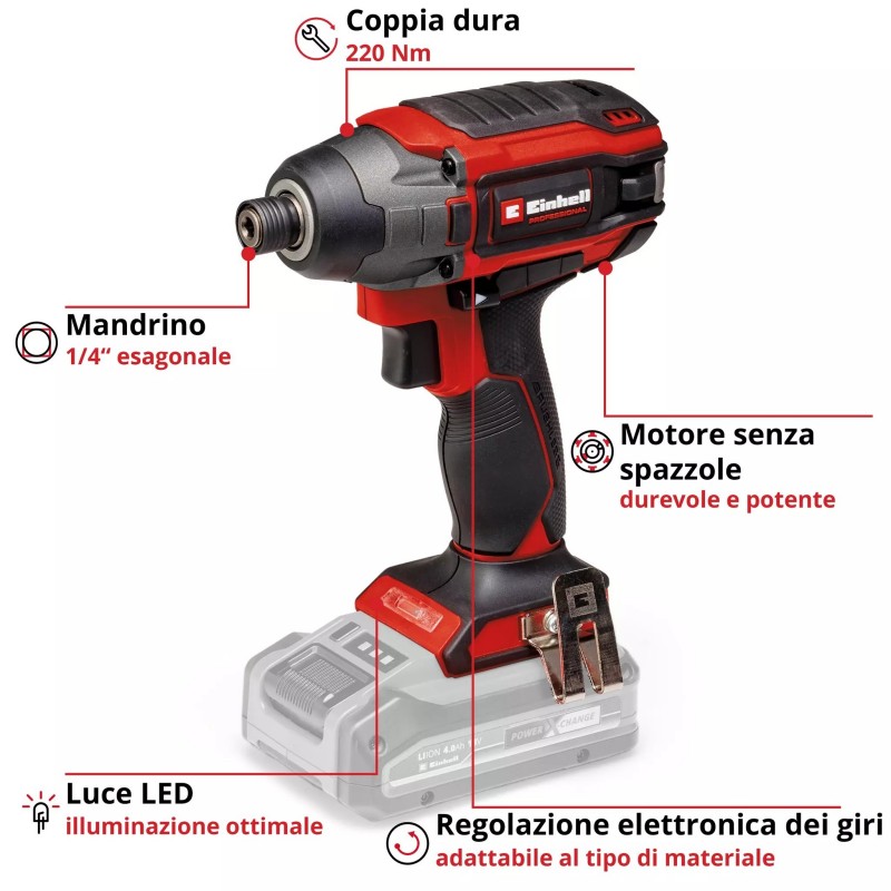 EINHELL AVVITATORE A PERCUSSIONE TP-CI 18/220 Li BL - Solo