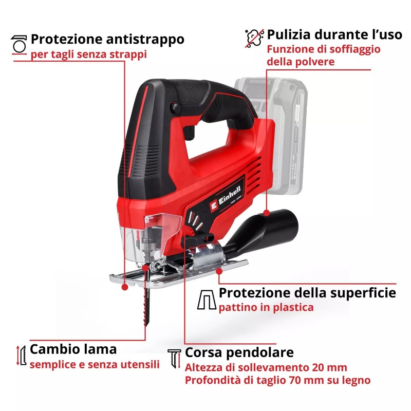 EINHELL SEGHETTO ALTERNATIVO A BATTERIA TC-JS 18 Li - Solo