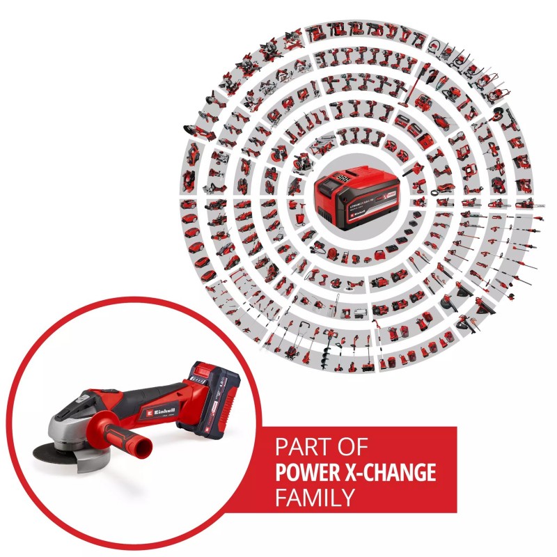 EINHELL SMERIGLIATRICE ANGOLARE A BATTERIA TC-AG 18/115 Li (1x4