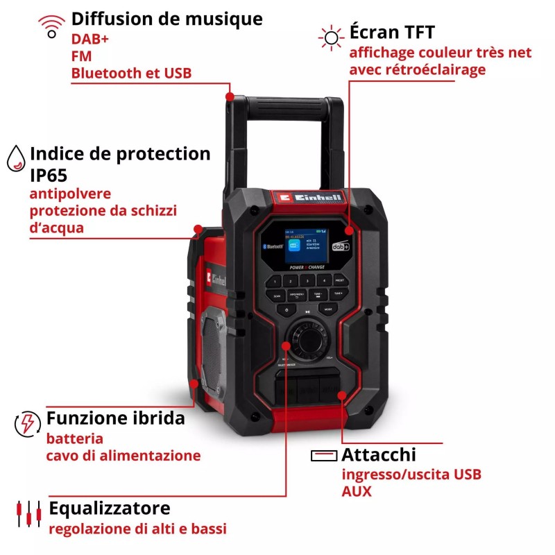 EINHELL RADIO DA CANTIERE TE-CR 18 Li DAB+/FM/BT - Solo
