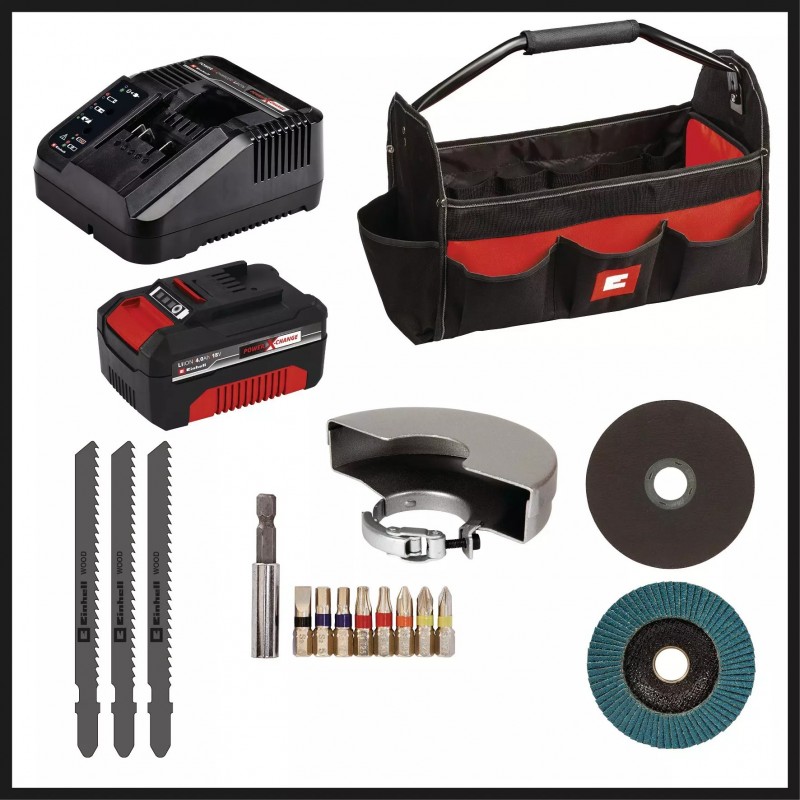 EINHELL KIT UTENSILI A BATTERIA TE-TK 18/3 Li Kit (JS+CD+AG)