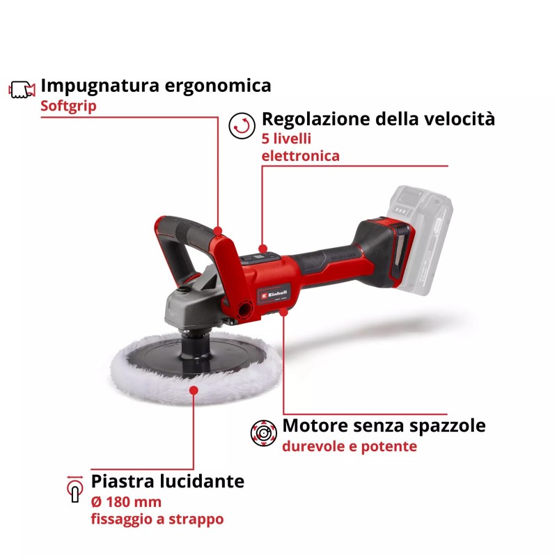 EINHELL LUCIDATRICE/LEVIGATRICE A BATTERIA CE-CP 18/180 Li E-Solo