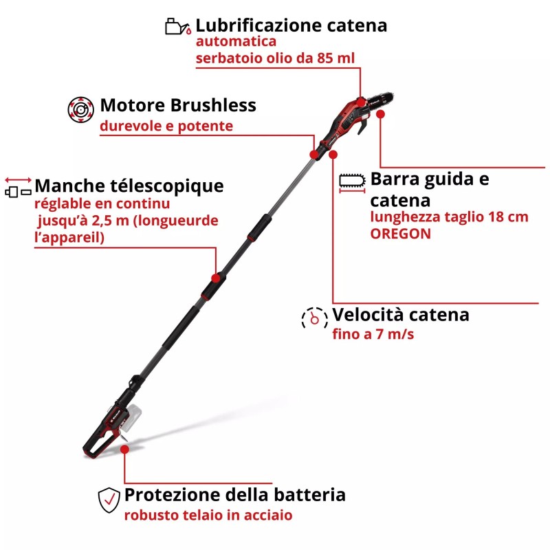EINHELL POTATORE A BATTERIA GP-LC 18/20 Li T BL-Solo