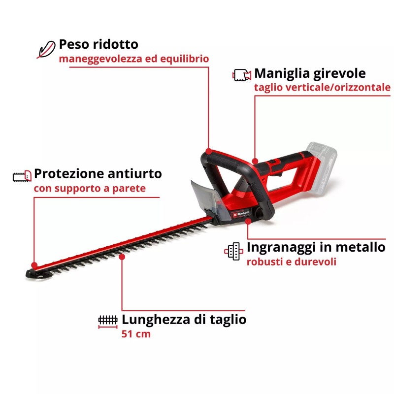 EINHELL TAGLIASIEPI A BATTERIA GC-CH 18/50 Li-Solo