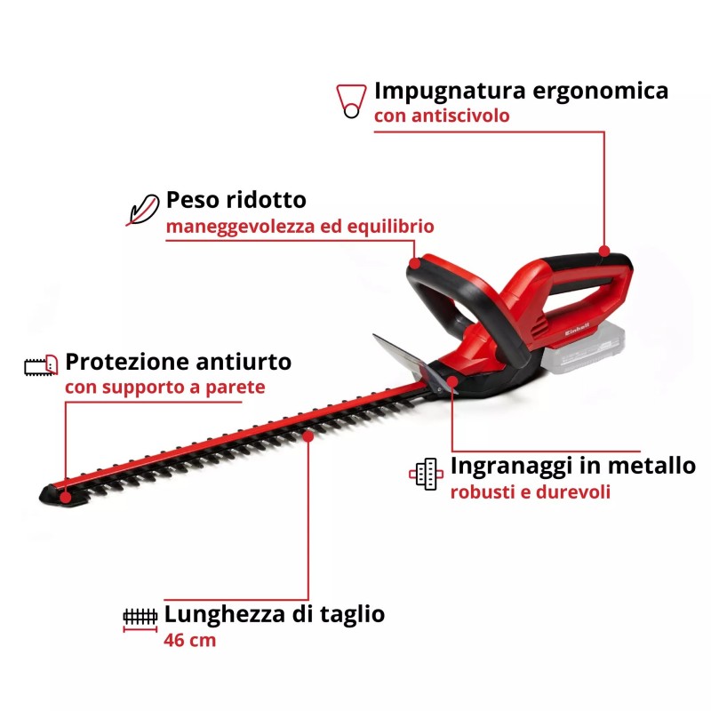 EINHELL TAGLIASIEPI A BATTERIA GC-CH 1846 Li-Solo