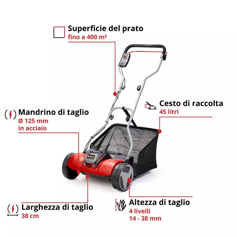EINHELL TOSAERBA ELICOIDALE A BATTERIA GE-HM 18/38 Li-Solo