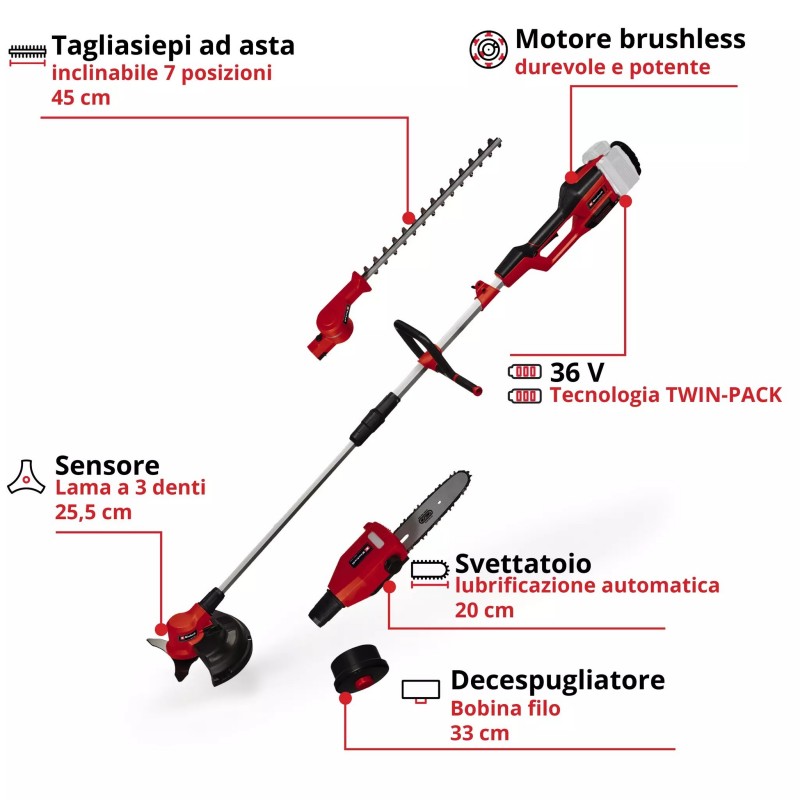EINHELL UTENSILE MULTIFUNZIONE A BATTERIA GE-LM 36/4in1 Li-Solo