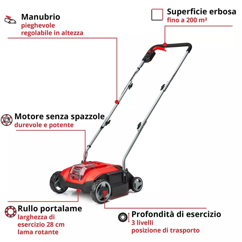 EINHELL ARIEGGIATORE A BATTERIA GC-SC 18/28 Li-Solo