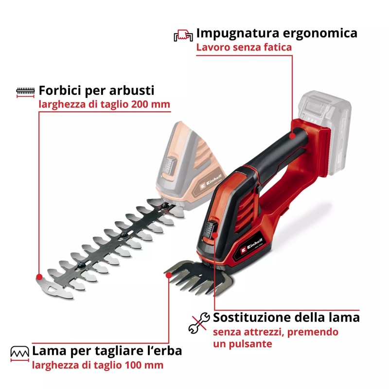 EINHELL CESOIE PER ERBA E ARBUSTI GE-CG 18/100 Li-Solo
