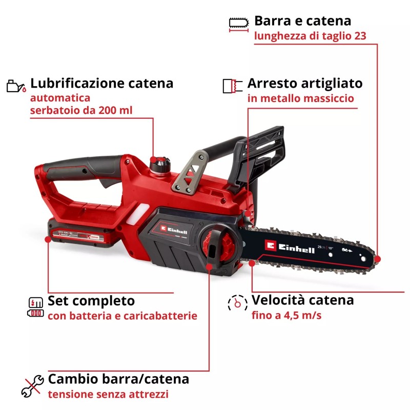 EINHELL MOTOSEGA A BATTERIA GE-LC 18/25-1 Li Kit (1x3