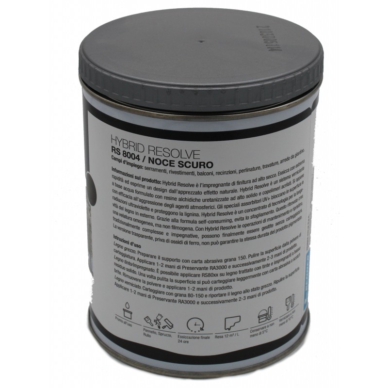 Impregnante all'acqua per legno hybrid resolve alto secco - rapida essiccazione  Noce scuro RS8004