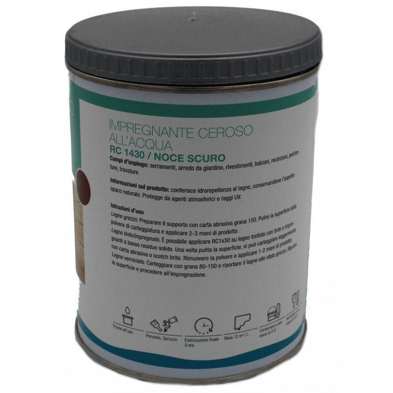 Impregnante ceroso all'acqua per legno Noce scuro RC1430