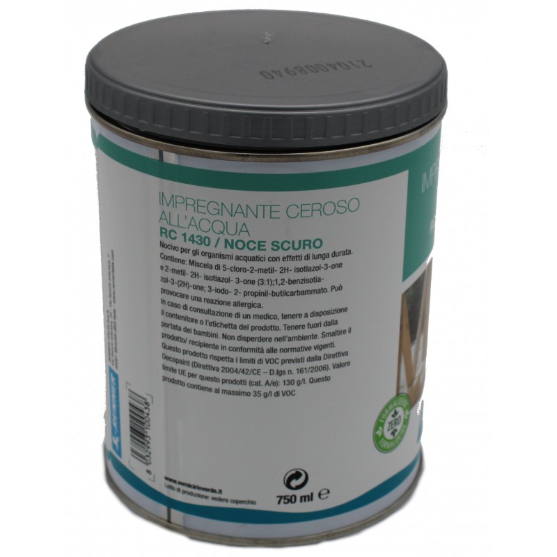 Impregnante ceroso all'acqua per legno Noce scuro RC1430