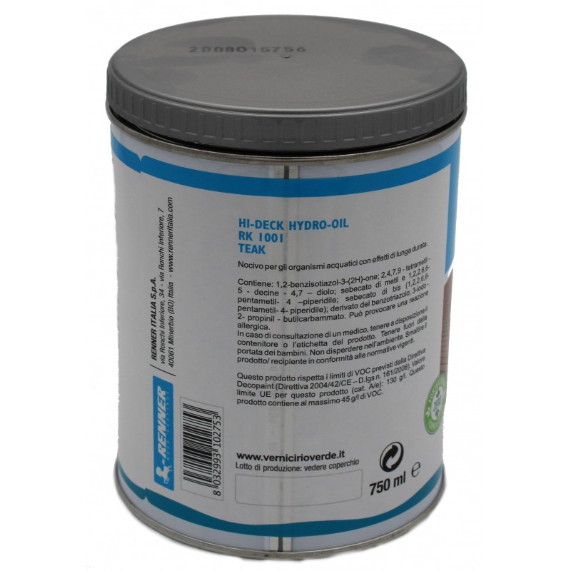 Olio Rio Verde Hi-deck hydro oil per pavimento legno Teak RK1001 Rioverde Renner - 4