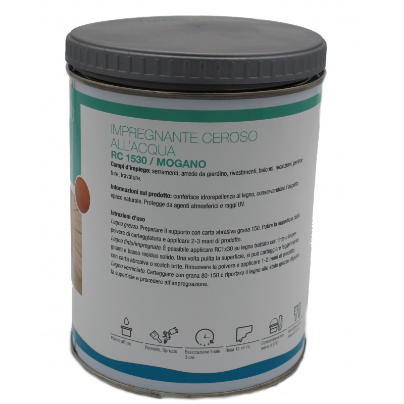 Impregnante ceroso all'acqua per legno Mogano RC1530
