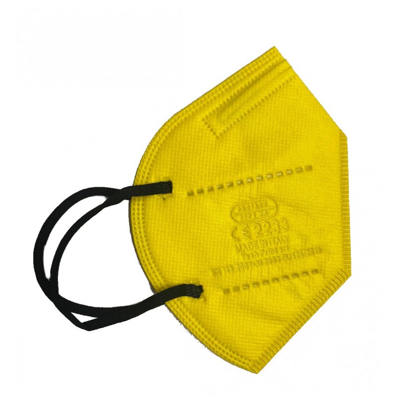 Mascherina FPP2 Certificata Colorata Blu/Giallo - 10 Pezzi a Confezione -