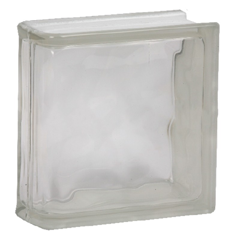 Mattone vetrocemento Dakota ondulato chiaro terminale lineare, 190x190x80mm (Confezione 6 pezzi) Dakota - 1