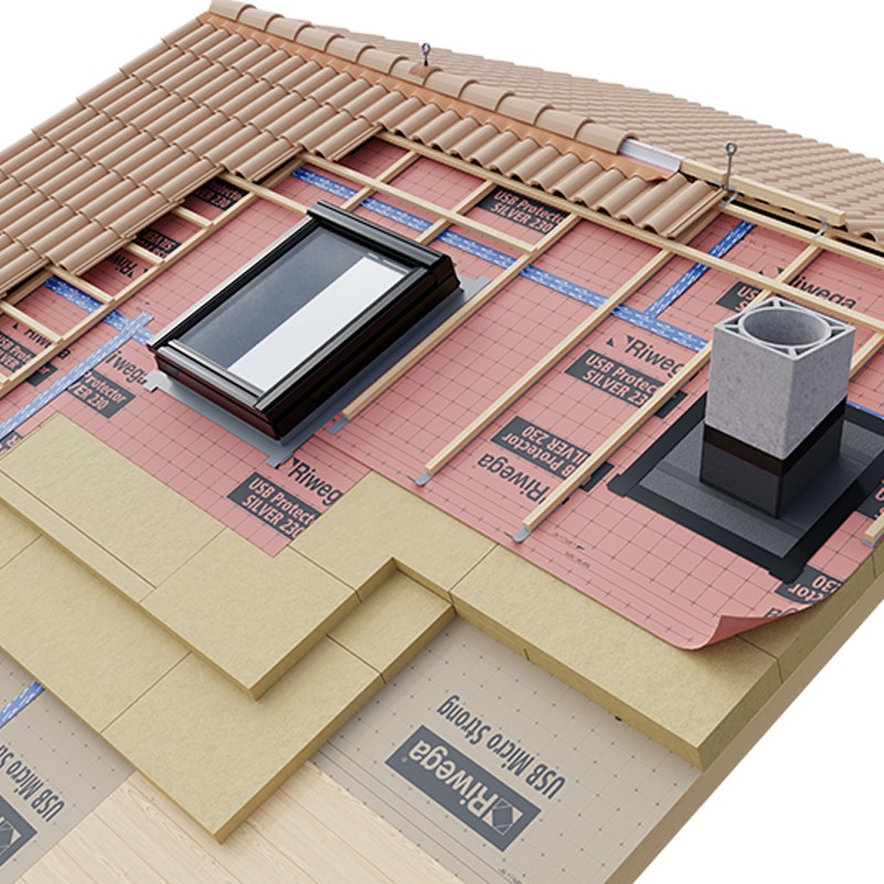 Membrana da tetto impermeabile traspirante Riwega USB Protector SILVER 230 in PET (rotolo 40 metri) Riwega - 2