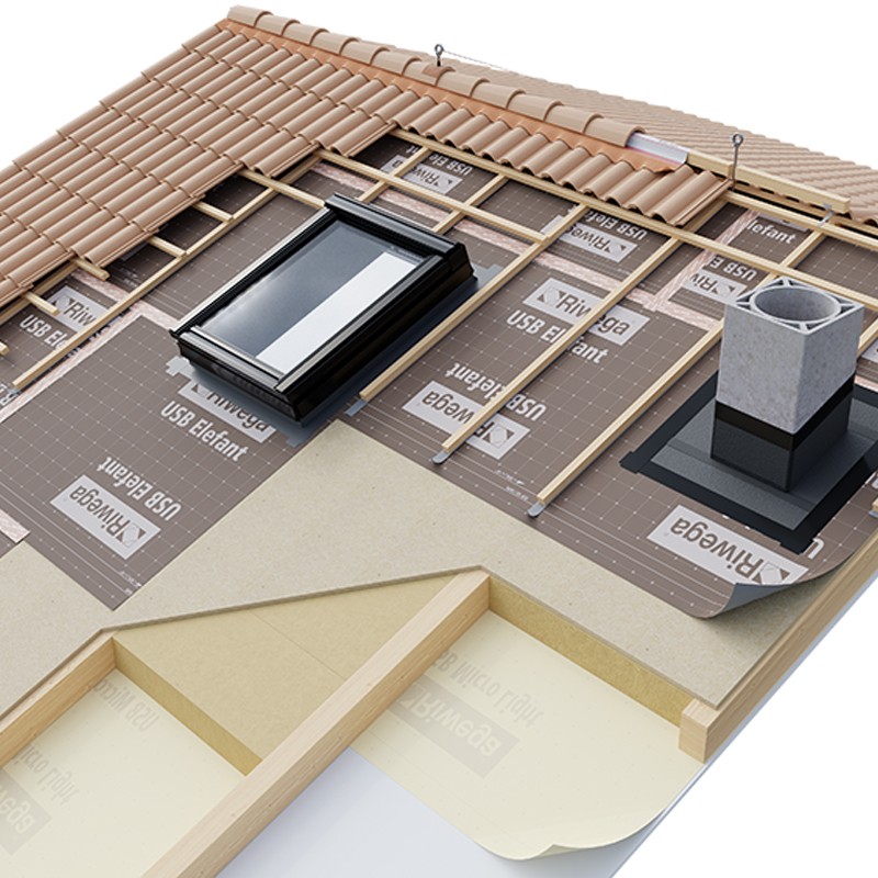 Membrana da tetto impermeabile traspirante Riwega USB Elefant TOP SK in PP con doppia banda adesiva(rotolo 3x30 metri) Riwega - 