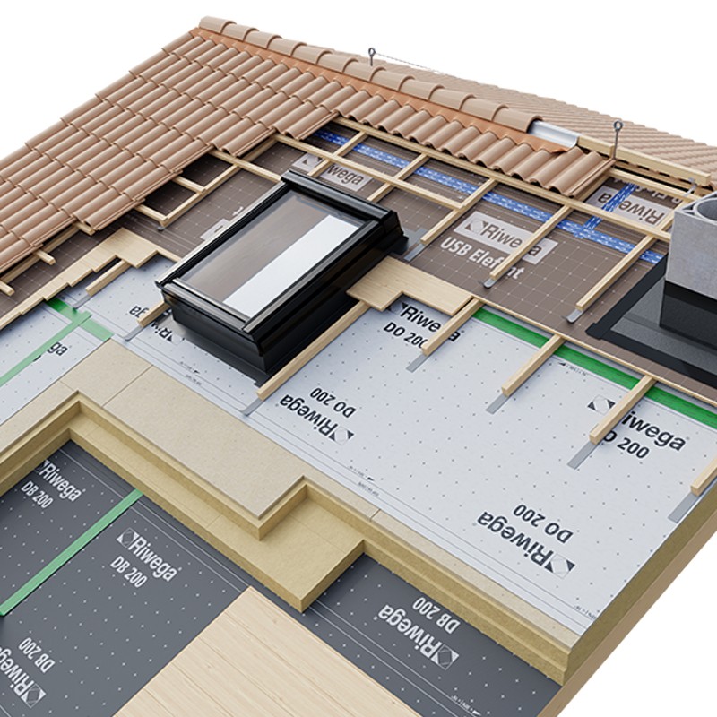 Membrana da tetto impermeabile traspirante Riwega DO 200 TOP SK in PP con doppia banda adesiva (rotolo 1,5x50 metri) Riwega - 2