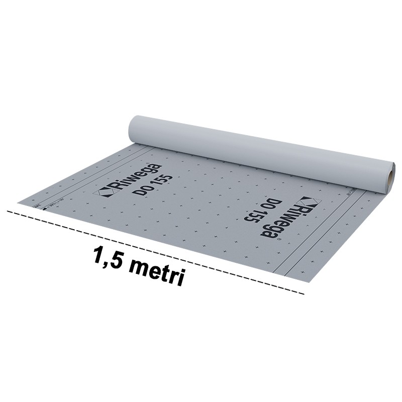 Membrana da tetto impermeabile traspirante Riwega DO 155 TOP SK in PP con doppia banda adesiva (rotolo 1,5x50 metri) Riwega - 1