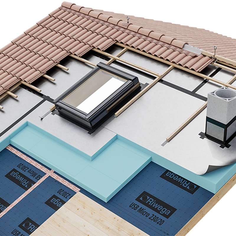 Membrana traspirante resistente al fuoco Riwega USB Reflex A2 / 430 per facciate e coperture (rotolo 35 metri) Riwega - 2
