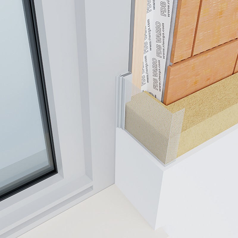 Profili a rete Riwega W23 in plastica per giuntare il serramento sia all’intonaco che al cappotto (18mmx2,4)(25pz) Riwega - 2